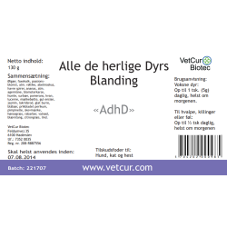 AdhD pulver til hund/kat/hest 130 g