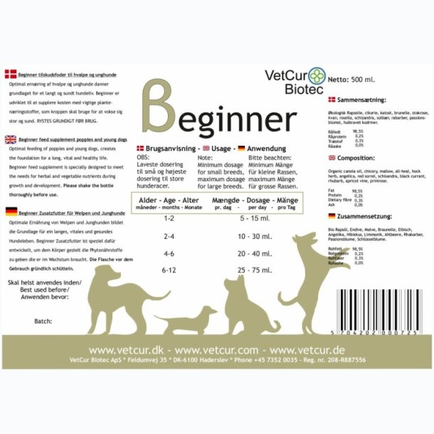 Beginner til hund - 4,5 liter